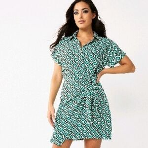 Women's INTEMPO Short Sleeve Faux Wrap Dress. NWT